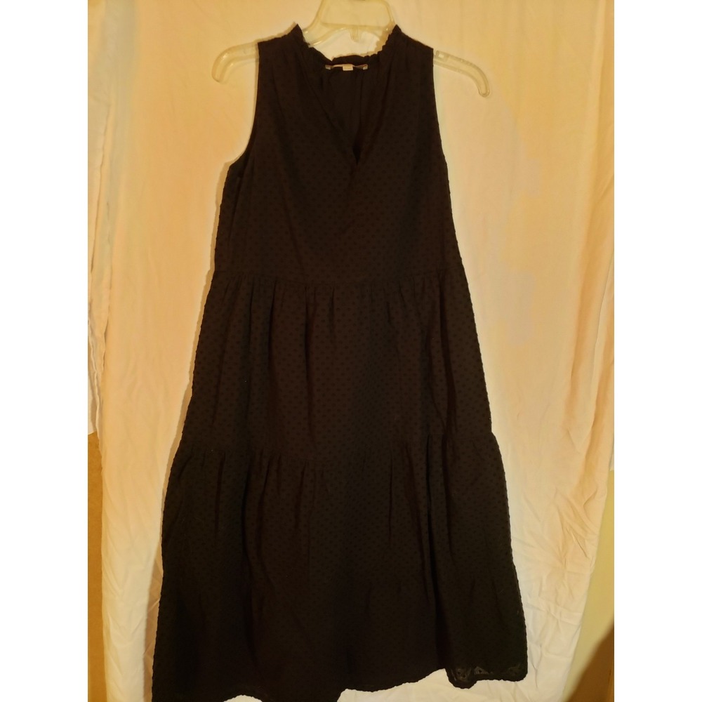 Women's Loft Black Swiss Dot Sleeveless Dress Size S